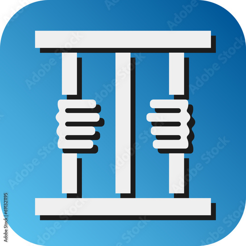 Criminal behind bars Vector Glyph Gradient Background Icon Design