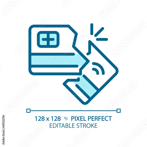 2D pixel perfect editable blue credit crunch icon, isolated monochromatic vector, thin line illustration representing economic crisis.