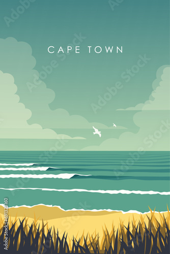 Cape Town travel poster, wallpaper, vertical banner. photo