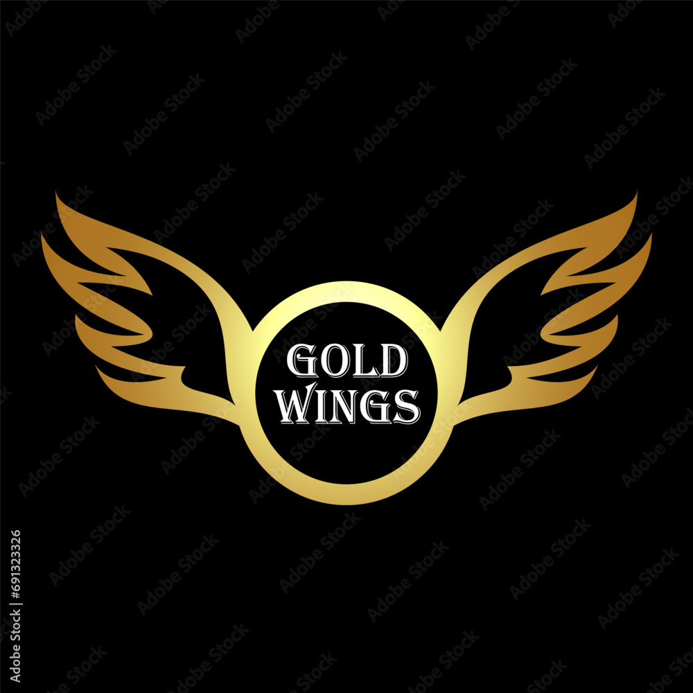 Gold Wings Vector Design on black background