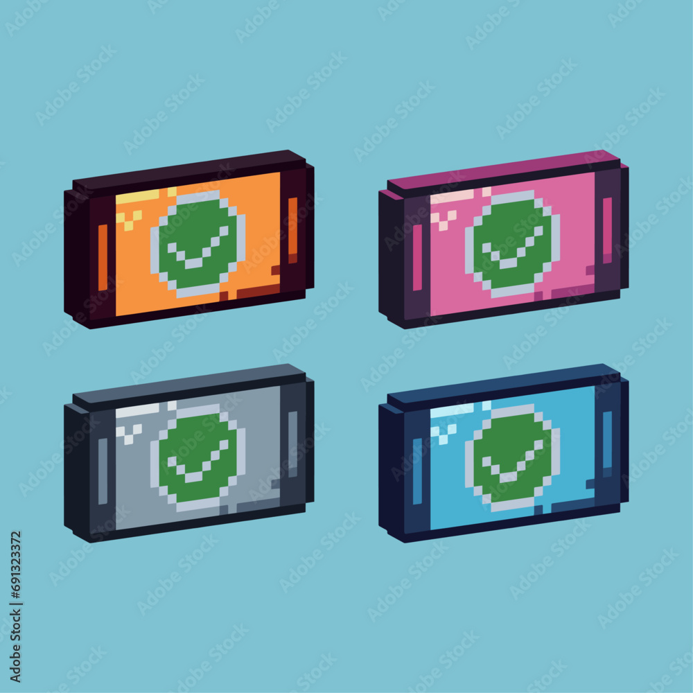 Isometric Pixel art 3d of handphone icon for items asset. handphone ...