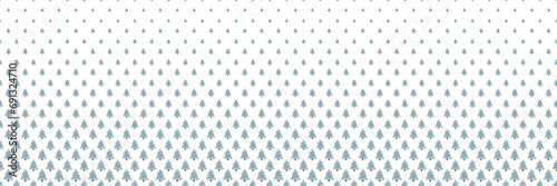 Blended cute doodle blue christmas tree on white for pattern and background, halftone effect.