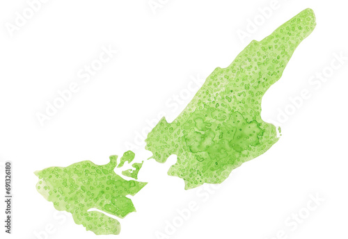 イラスト素材：水彩絵の具で描いた兵庫県淡路島と徳島県鳴門市の地図
