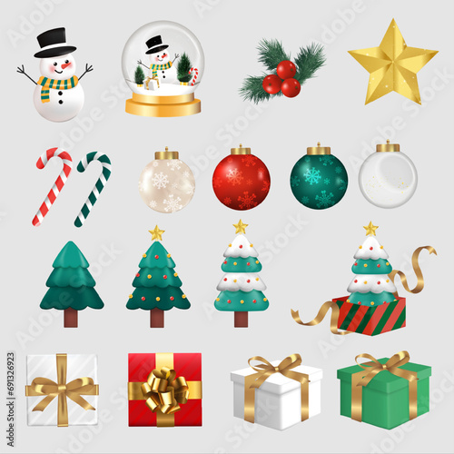 Christmas, New Year holiday icon collection. Vector illustration