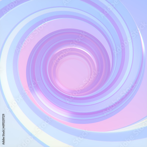A spiral pattern with a combination of blue, pink and purple colors. 3d rendering digital illustration