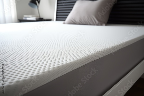 White memory foam mattress topper on bed photo