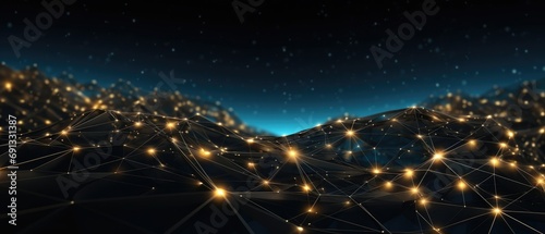 a network of dots connected together on a dark background