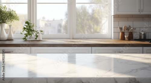 a marble counter top in a kitchen