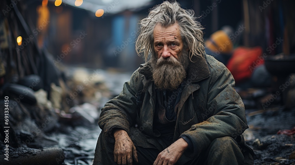 Life's Hardships: Elderly Man's Portrait of Survival Life's Hardships: Elderly Man's Portrait of Survival