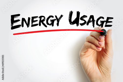 Energy Usage text quote, concept background