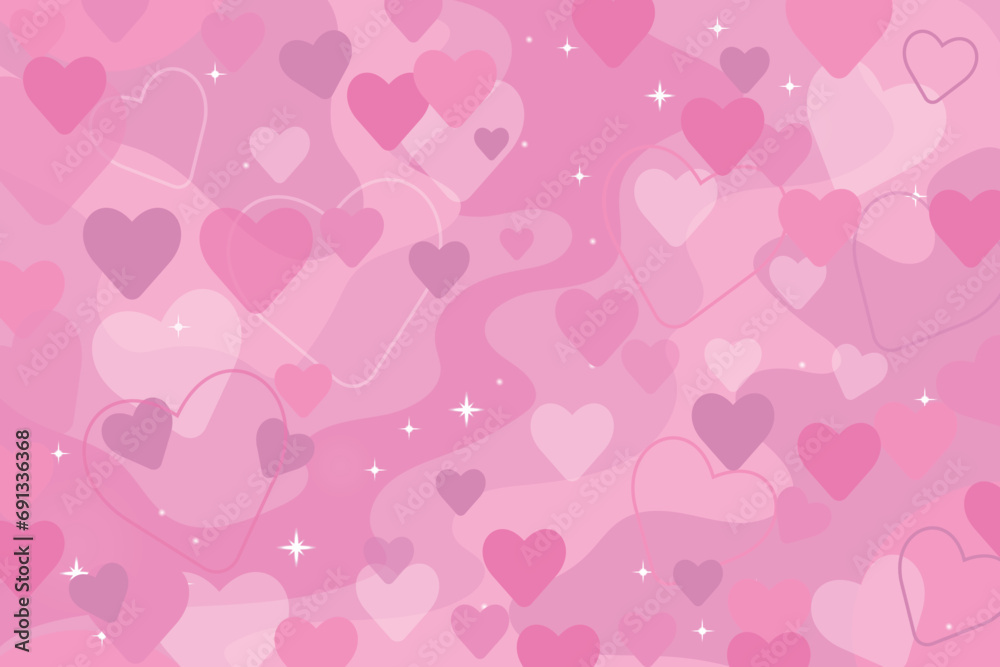 Pink background with hearts. Design elements for Valentine's Day.
