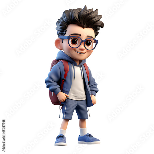 A Cute 3d little boy with clothes and sunglasses 3d render © digitalproducts