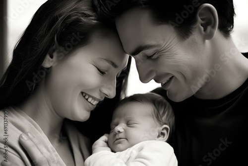 a happy couple holding their newborn baby, symbolizing the joy of welcoming a...