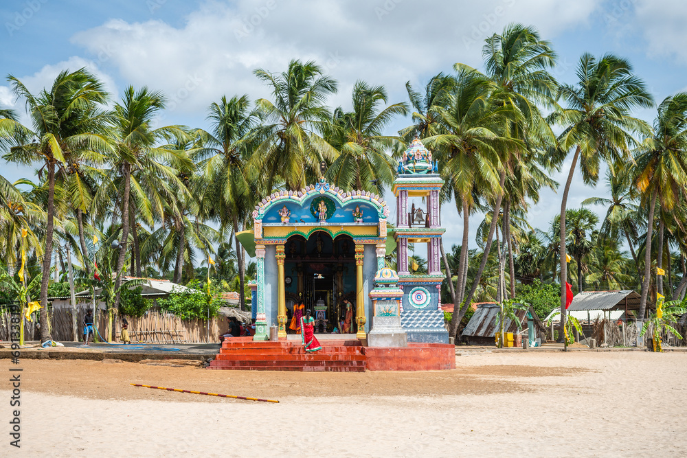 hindu temple at trincomalee beach, sri lanka