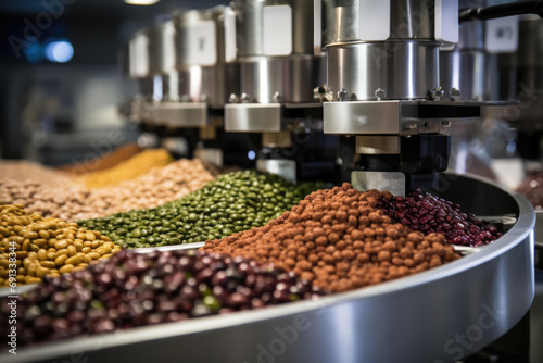 A robotic pet food production line guarantees quality and consistency in every batch. Generative AI. photo