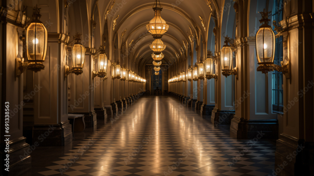 Hallway with lanterns in Vienna