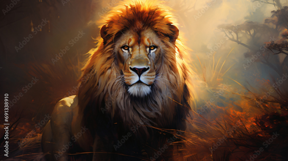 Handsome lion portrait
