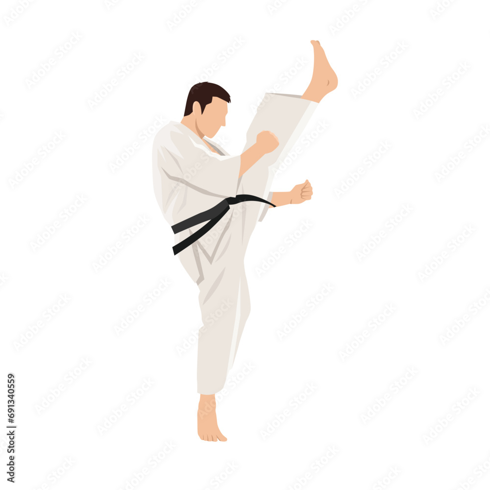 Karate kick. Martial arts. Inscription on illustration is a hieroglyphs ...