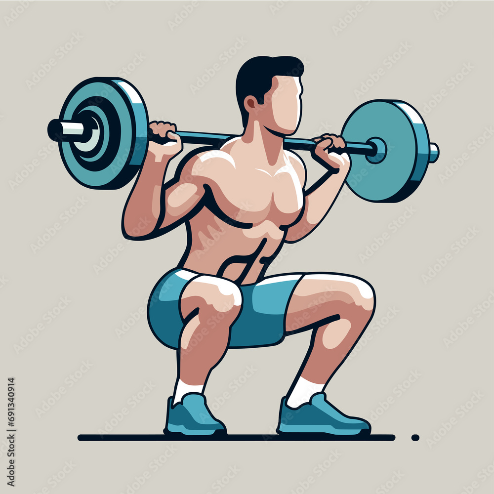 A man doing barbell squats A man doing barbell squats
