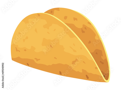 Corn tortilla as taco ingredients. Roasted lavash, pita bread. Delicious snack, taco sandwich. Isolated on white background