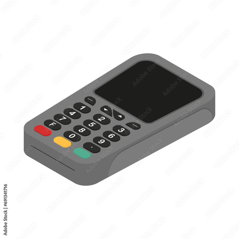 Vector illustration of a payment terminal in isometry, on a white background Vector illustration of a payment terminal in isometry, on a white background