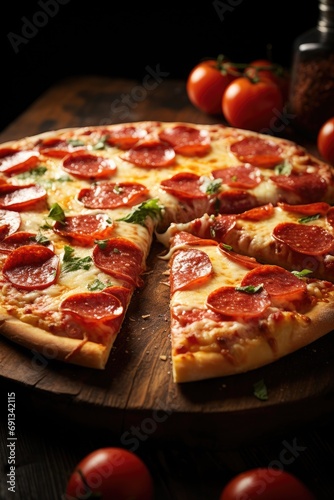 An appetizing image of a classic pizza