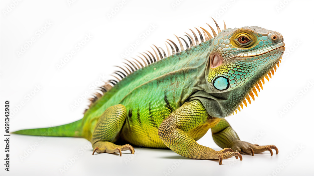 green iguana on white background green iguana on white background