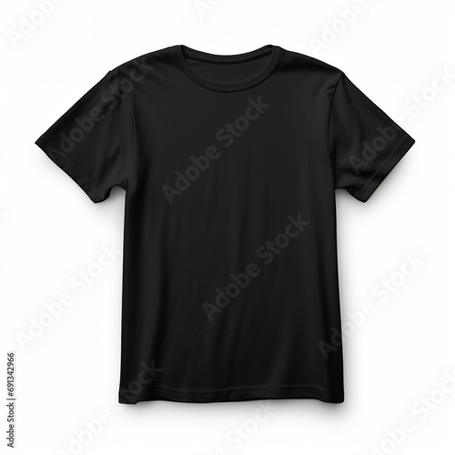 Black T Shirt Isolated on White Background. Front View