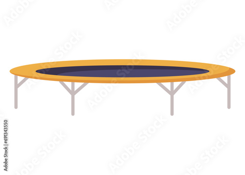 Jumping trampoline for children and adults. Indoor or outdoor fun, fitness jumping. Equipment acrobatic and gymnastic exercises. Vector illustration