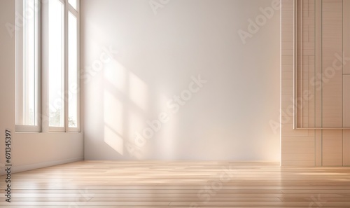 the interior background for the presentation showcases a wooden floor and a soft white wall  complemented by an intriguing glare from the window