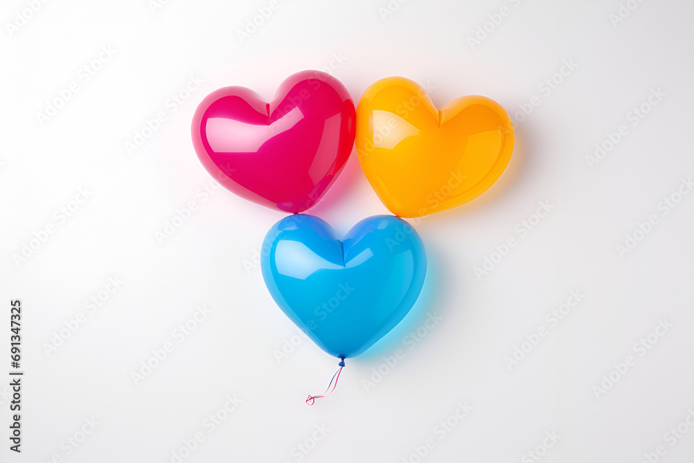 Foil balloons in the shape of a heart on a pink background.