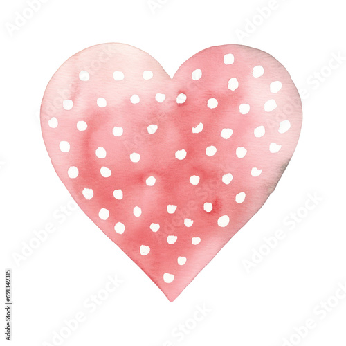 Watercolor illustration of heart element, Valentine concept.