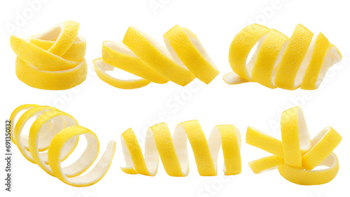 lemon peel, isolated on white background, clipping path, full depth of field photo