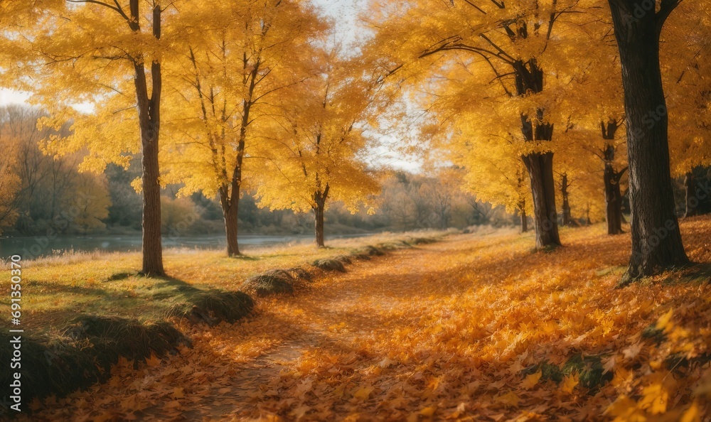 Fototapeta premium Beautiful bright colorful autumn landscape background