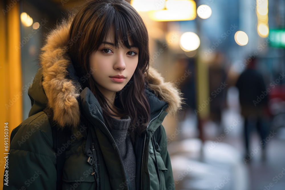 Captivating urban portrait of a young Japanese woman Captivating urban portrait of a young Japanese woman
