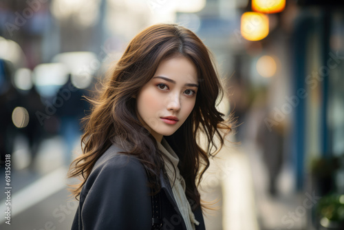 Captivating urban portrait of a young Japanese woman