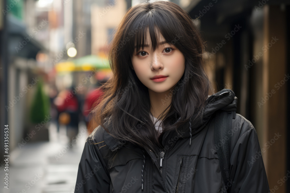 Captivating urban portrait of a young Japanese woman Captivating urban portrait of a young Japanese woman