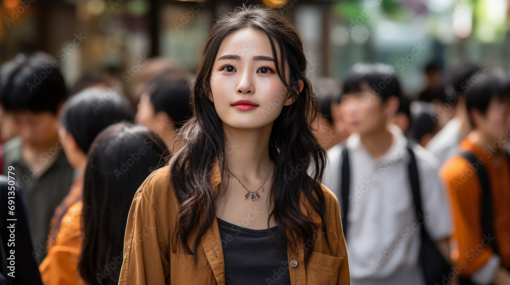 Captivating urban portrait of a young Japanese woman