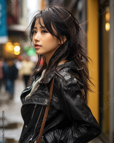 Captivating urban portrait of a young Japanese woman © JuanM