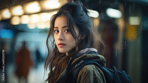Captivating urban portrait of a young Japanese woman