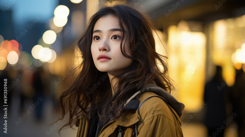 Captivating urban portrait of a young Japanese woman Captivating urban portrait of a young Japanese woman