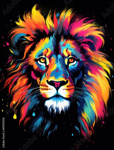 Vibrant Neon Lion Artwork