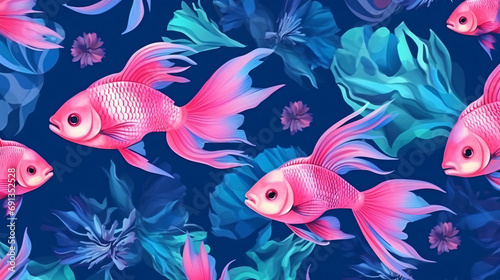 School of exotic fish seamless pattern photo