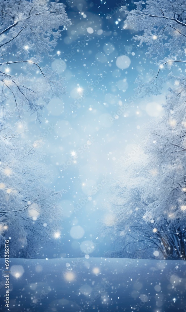 Winter landscape with snow and trees. Generative AI. Winter landscape with snow and trees. Generative AI.