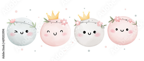 Watercolor scandinavia cute moon Boho sky For nursery decor Baby shower Print for invitation card Poster Template