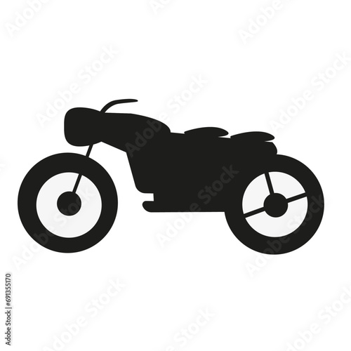 Silhouette de moto vue de profil sur fond blanc
