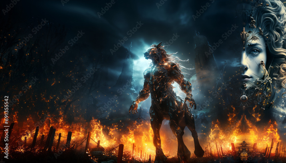 Fototapeta premium fantasy scene with a Centaur