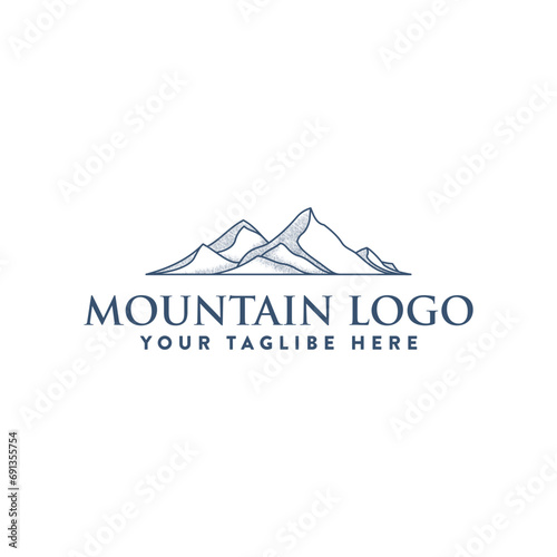 Mountain Landscape Silhouette for Outdoor Travel Adventure Vintage logo design