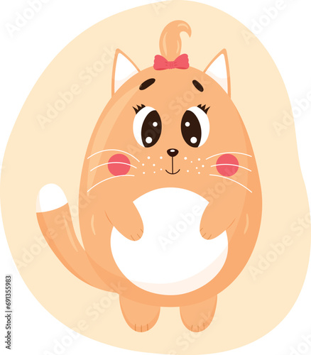 Cute cartoon cat girl Adorable character Vector illustration for animal print children book card