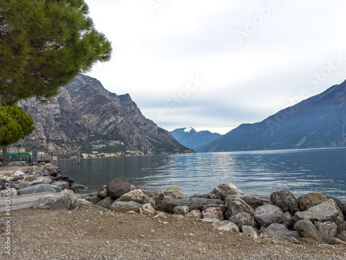 Lake in the mountains, Limone sul Garda, Italy